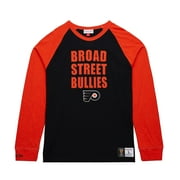 Men's Mitchell \u0026 Ness Black/Orange Philadelphia Flyers Legendary Slub Raglan Long Sleeve T-Shirt